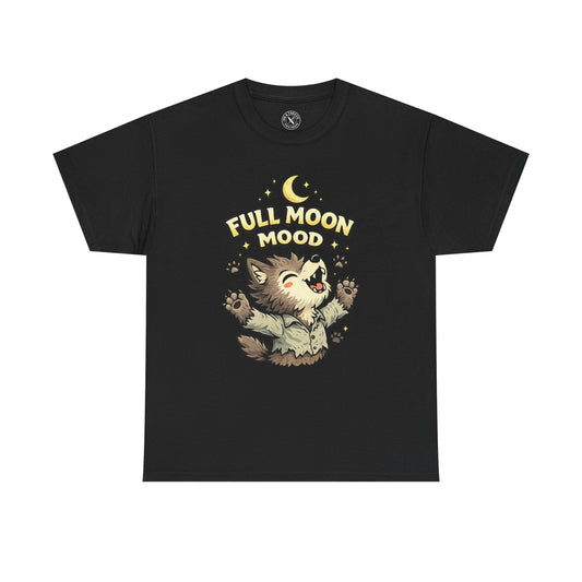 Full Moon Mood Werewolf Halloween T-Shirt in Dark Grey - Cute Wolf Howling at Moon Design Unisex Tee