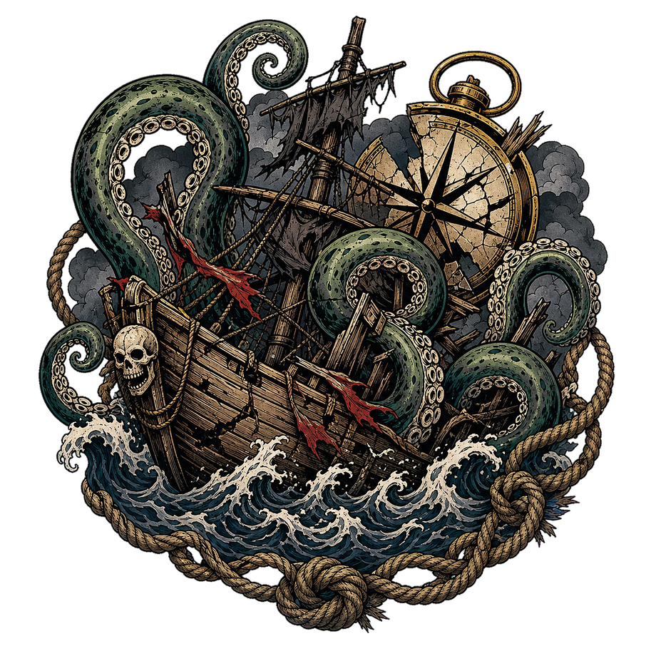 Kraken Wreck T-shirt artwork