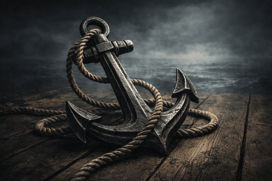 anchor tattoo meaning nautical anchor with rope on wooden ship deck