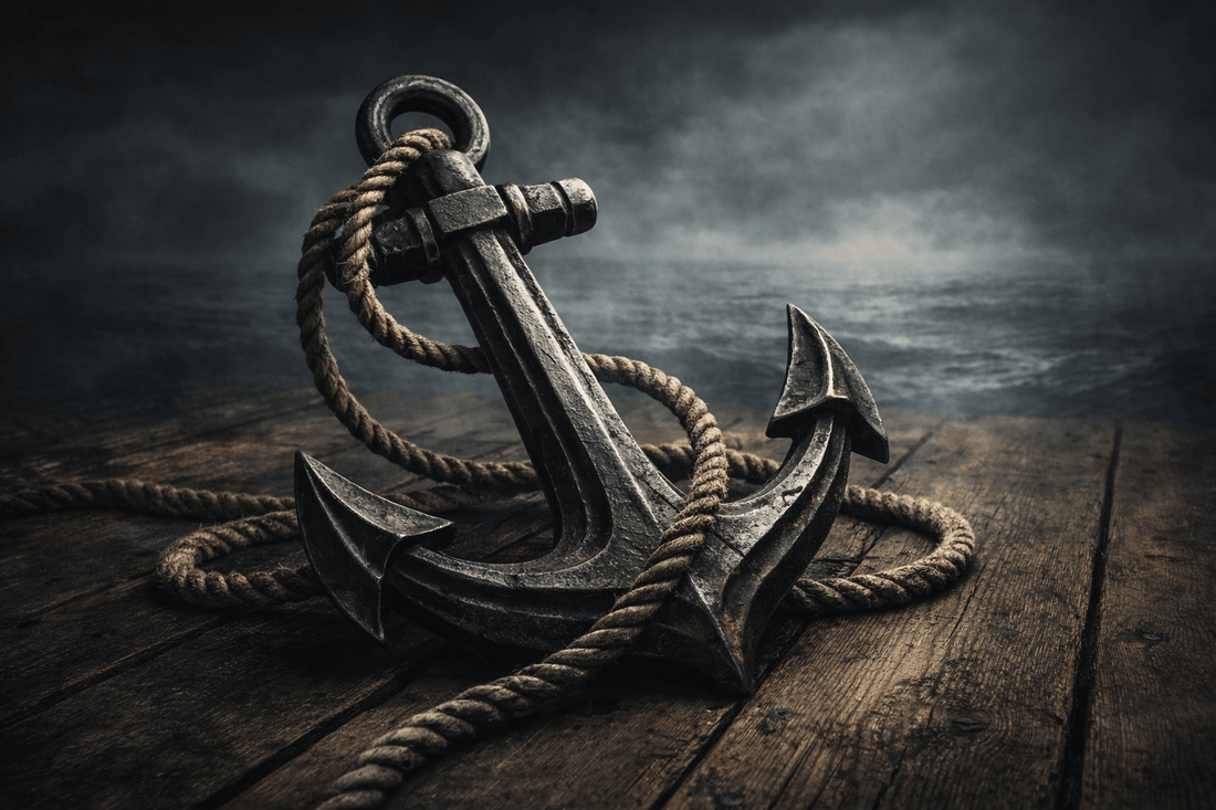 anchor tattoo meaning nautical anchor with rope on wooden ship deck