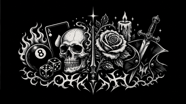 Dark graphic tees and gothic t-shirts compared through skull, card, rose and horror symbols.