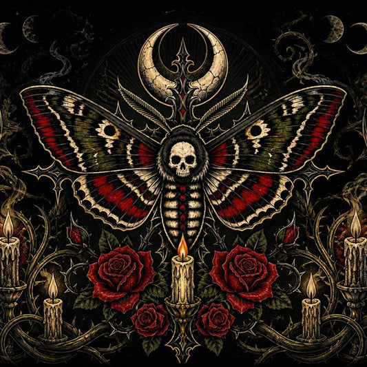 Gothic moth tattoo featured image with skull moth and roses