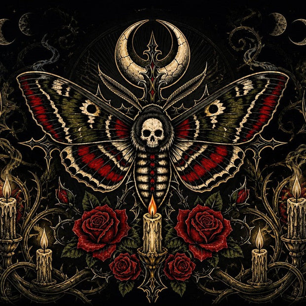 Gothic moth tattoo featured image with skull moth and roses