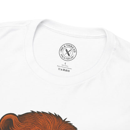 White t-shirt with a brown kiwi design and 'Ink & Thread' logo on a white background