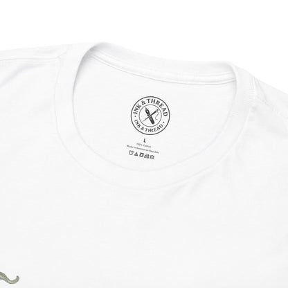 Ink & Thread branded neck label inside T-shirt
