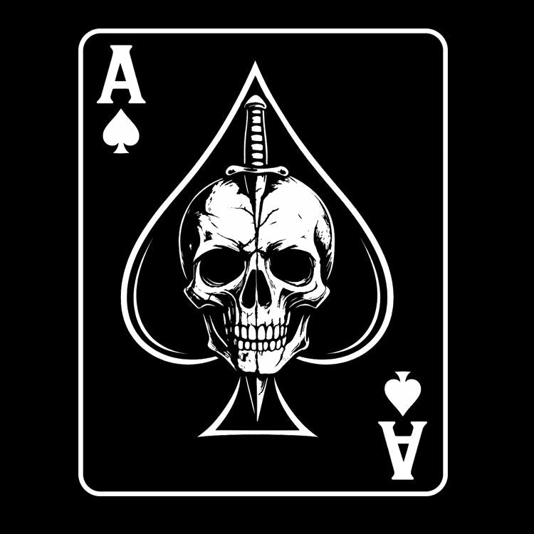 Ace of Spades gothic playing card design with skull and ace suit symbol from the Crown and Bone collection