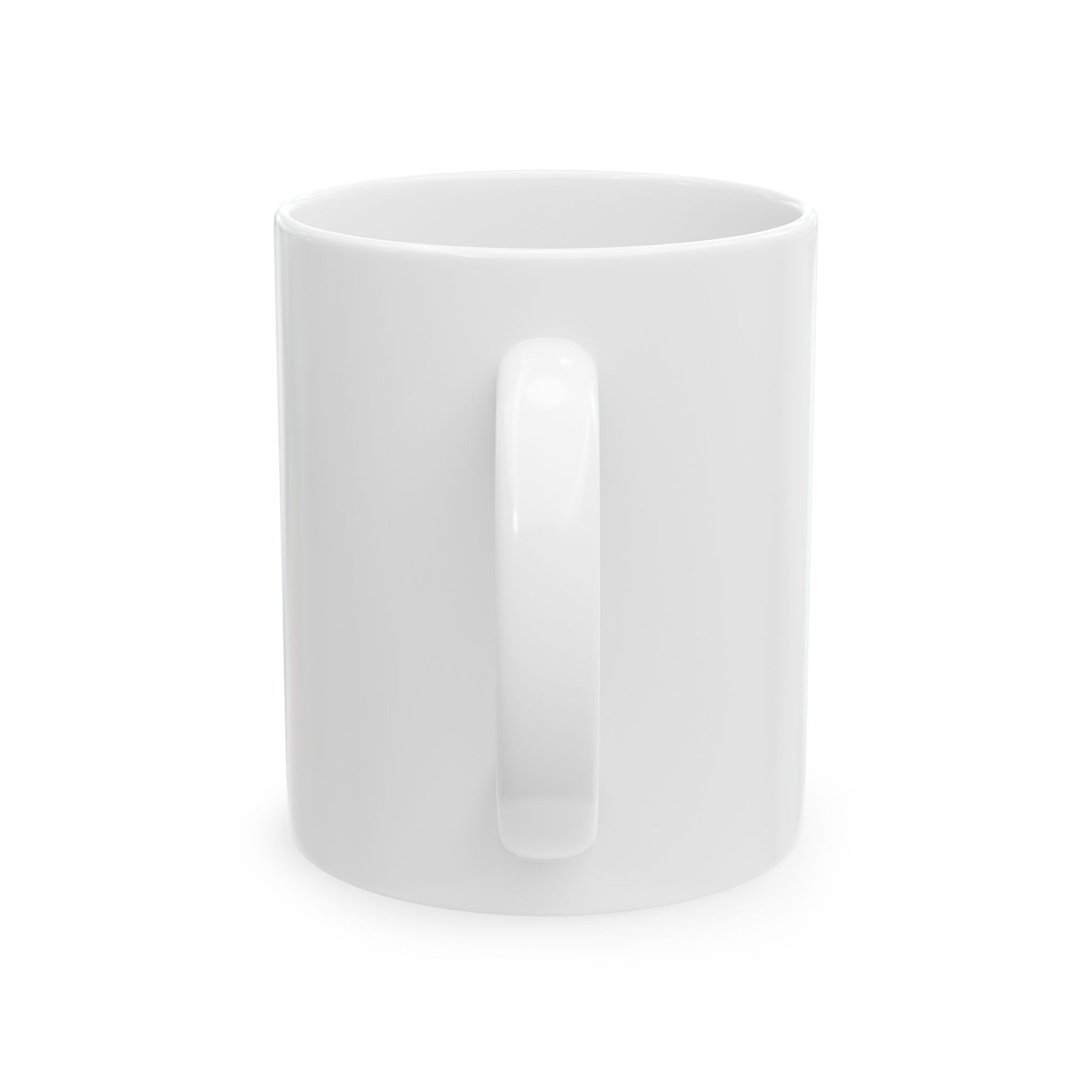 White ceramic mug on a white background