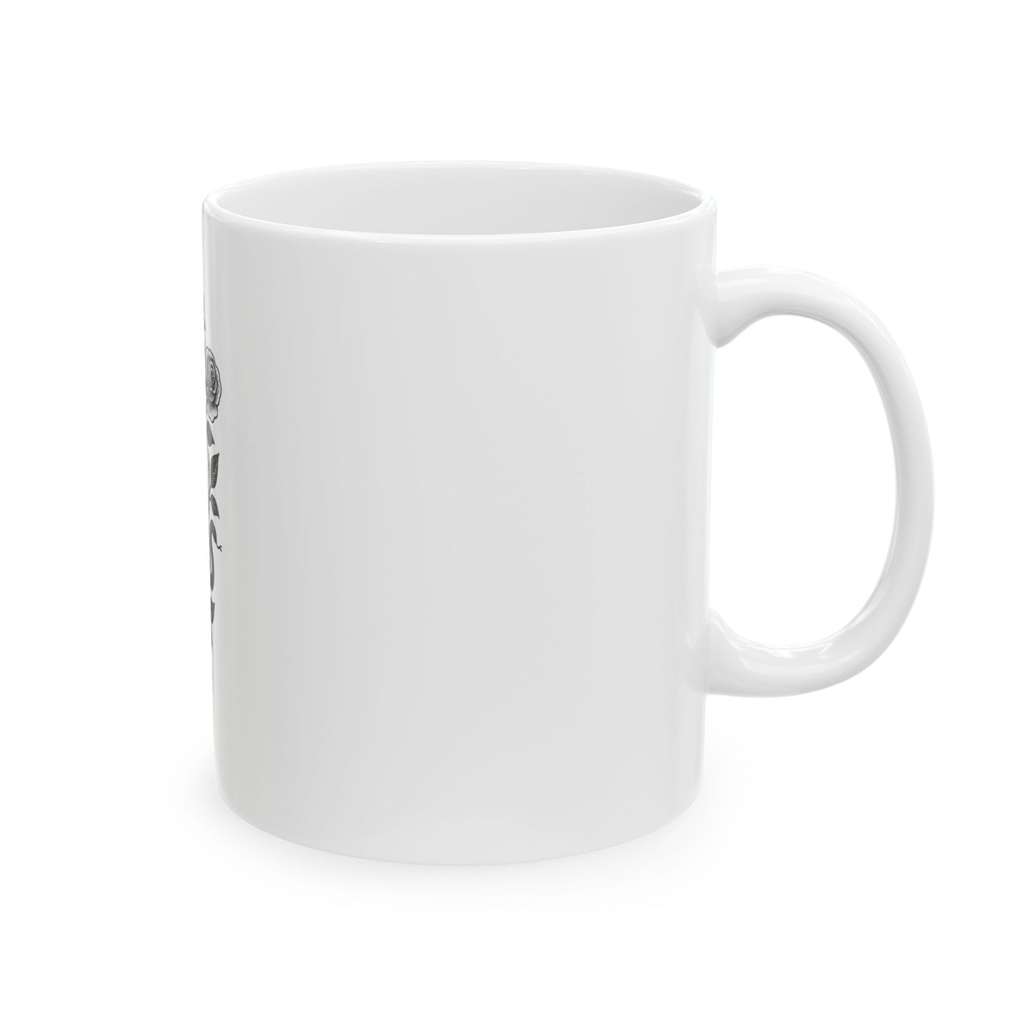 White ceramic mug on a white background