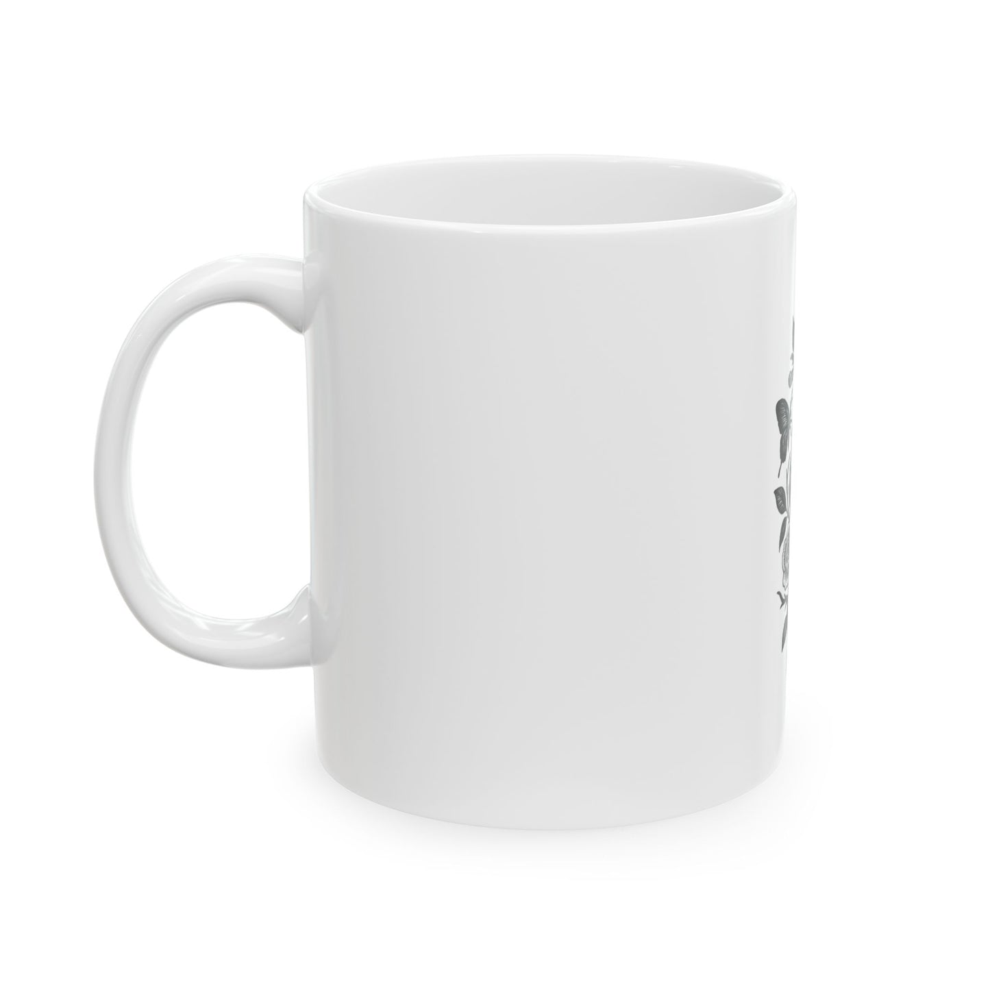 White ceramic mug on a white background