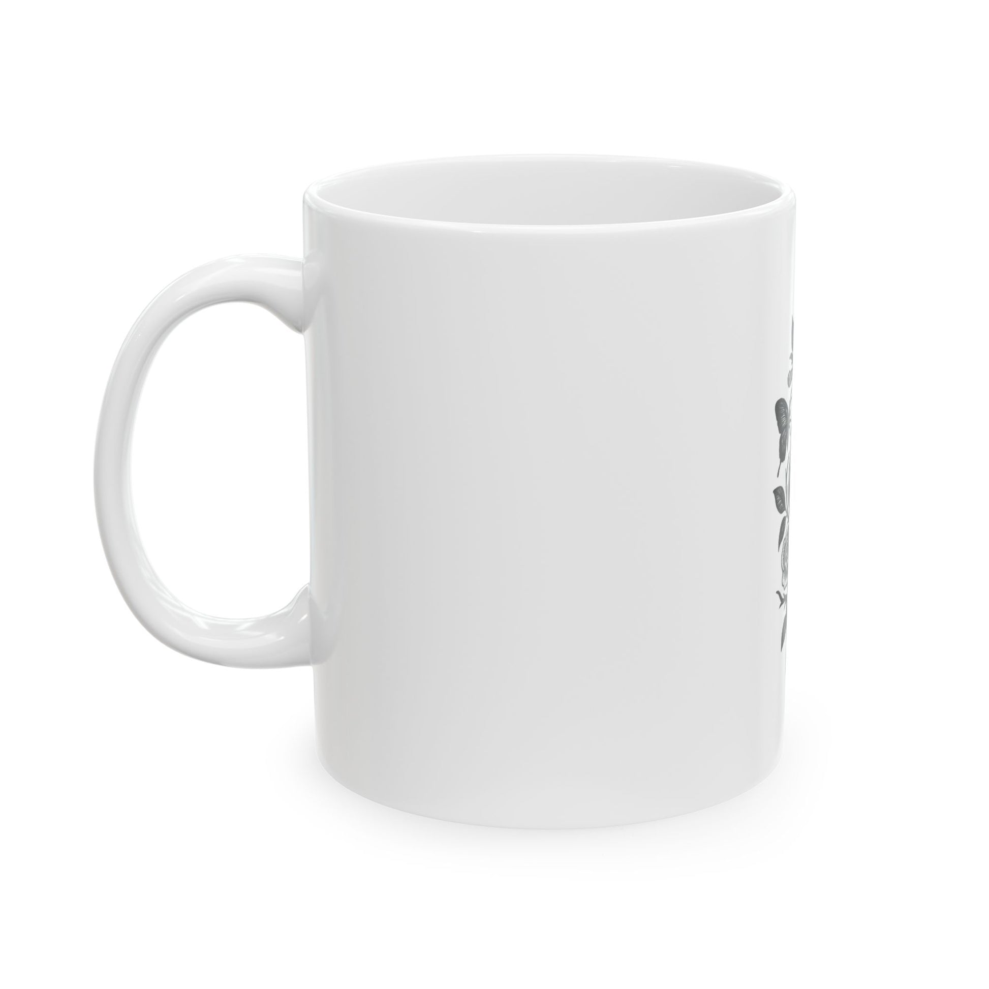 White ceramic mug on a white background