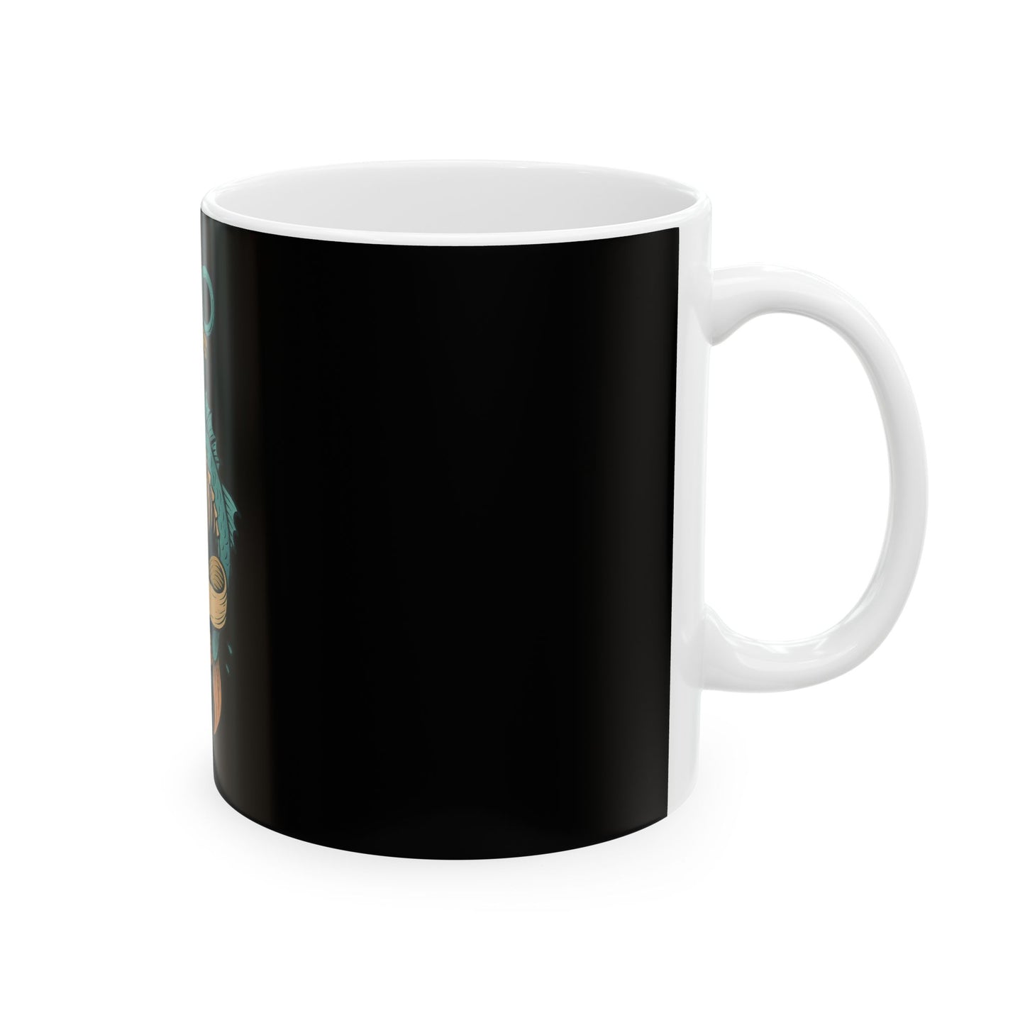 Black mug with a white interior on a white background