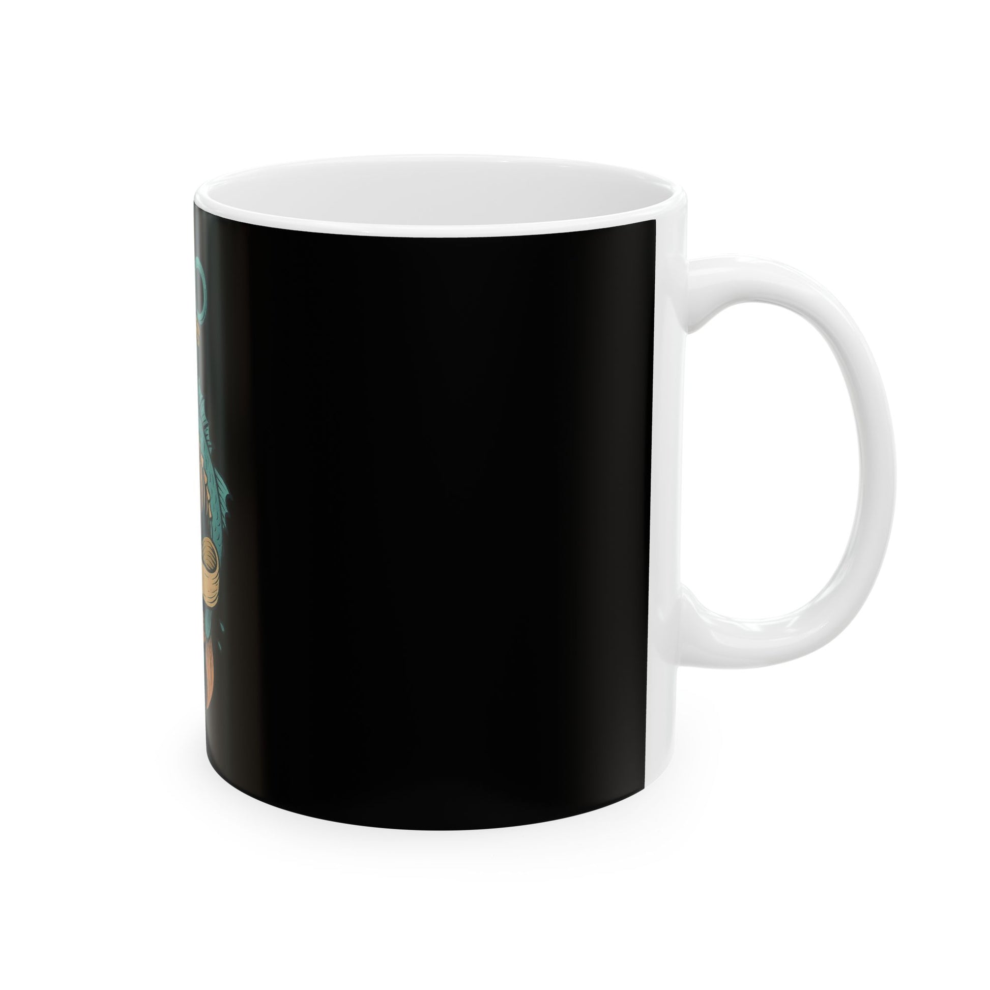 Black mug with a white interior on a white background