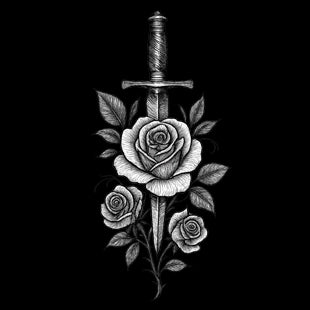 Thorn & Steel tattoo-flash design, Ink & Thread