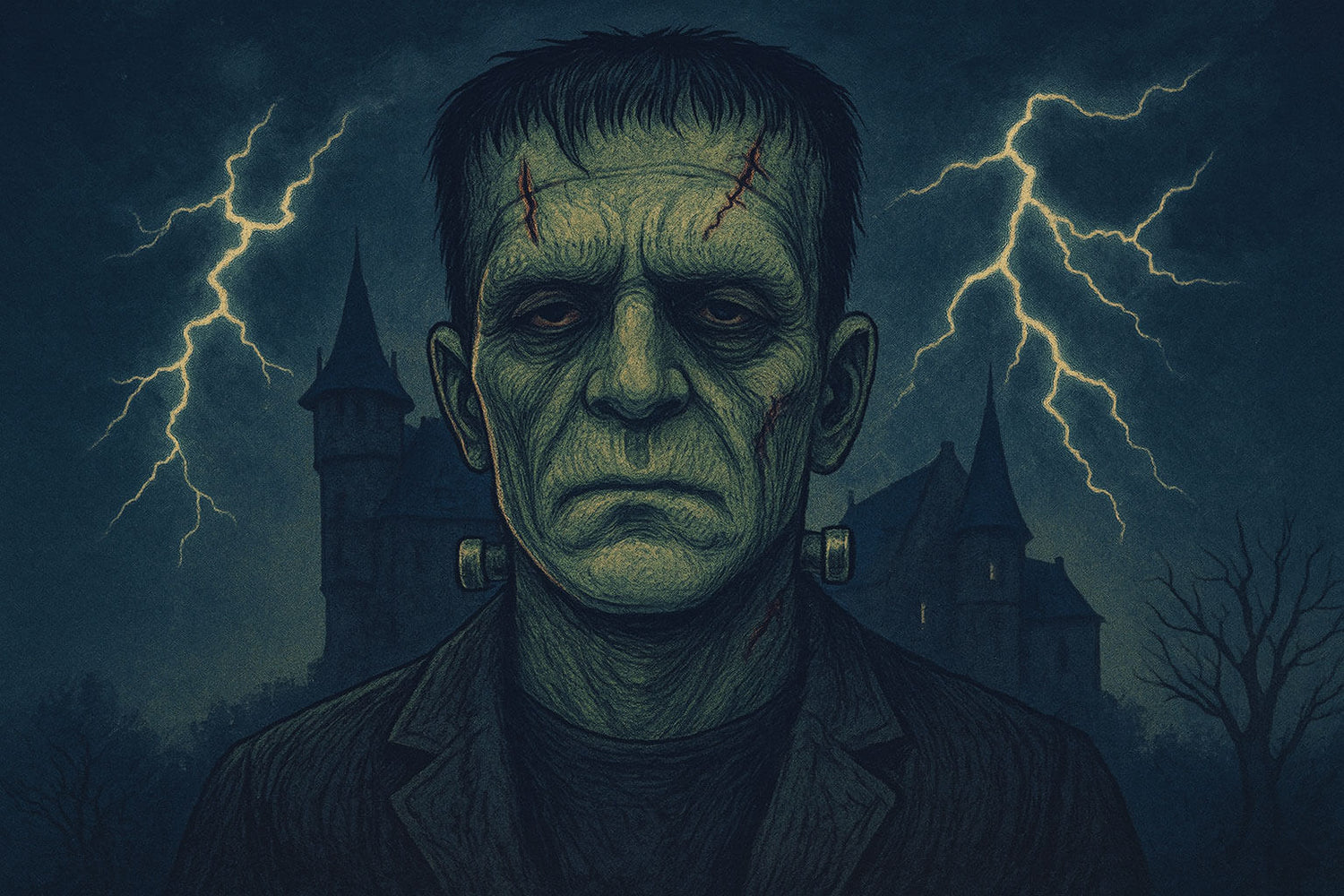 Vintage Frankenstein Portrait tattoo-flash design, Ink & Thread