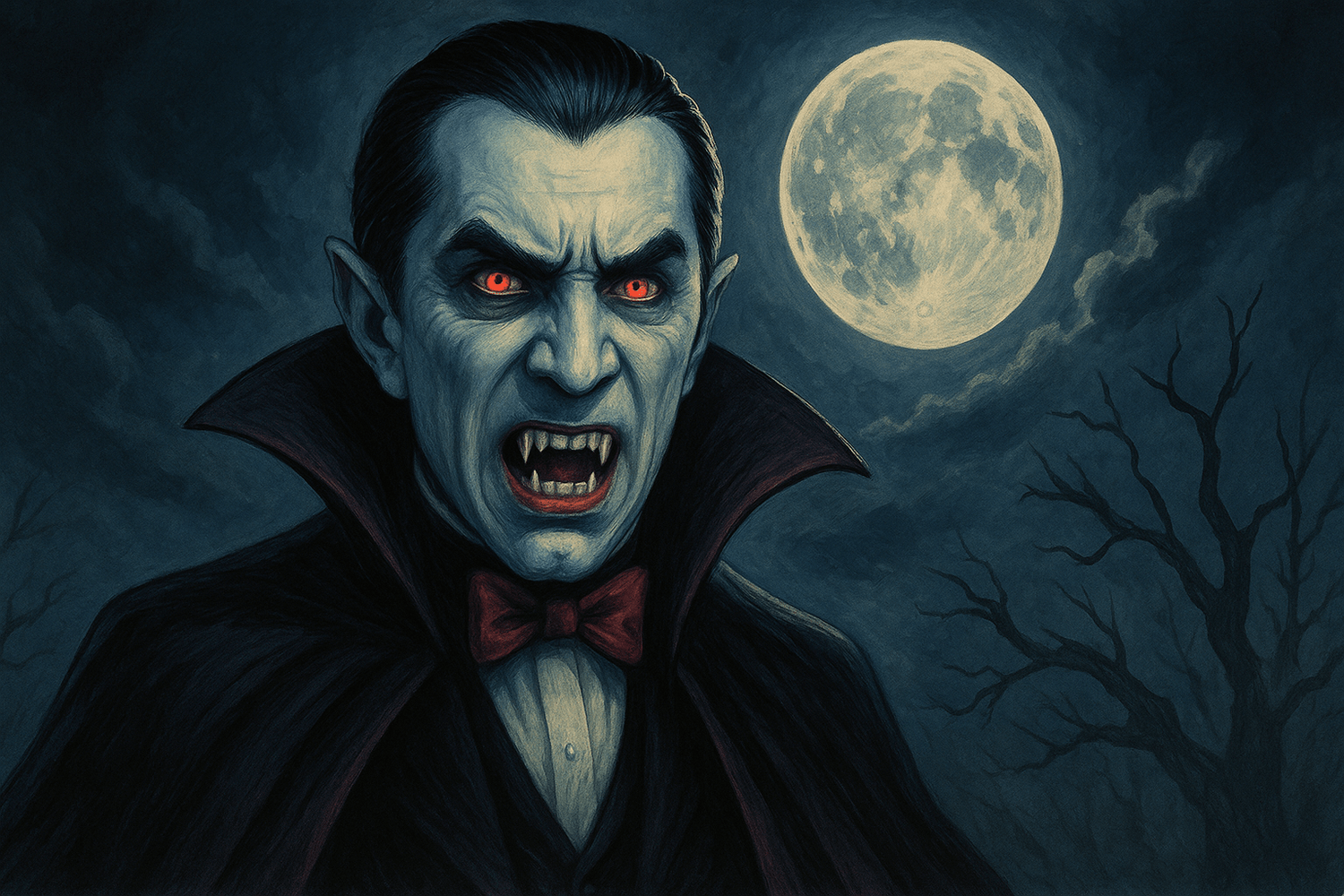 Vintage Dracula Portrait tattoo-flash design, Ink & Thread