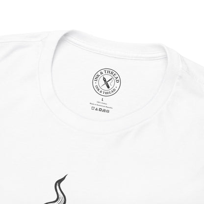 White t-shirt with Ink & Thread logo on a white background