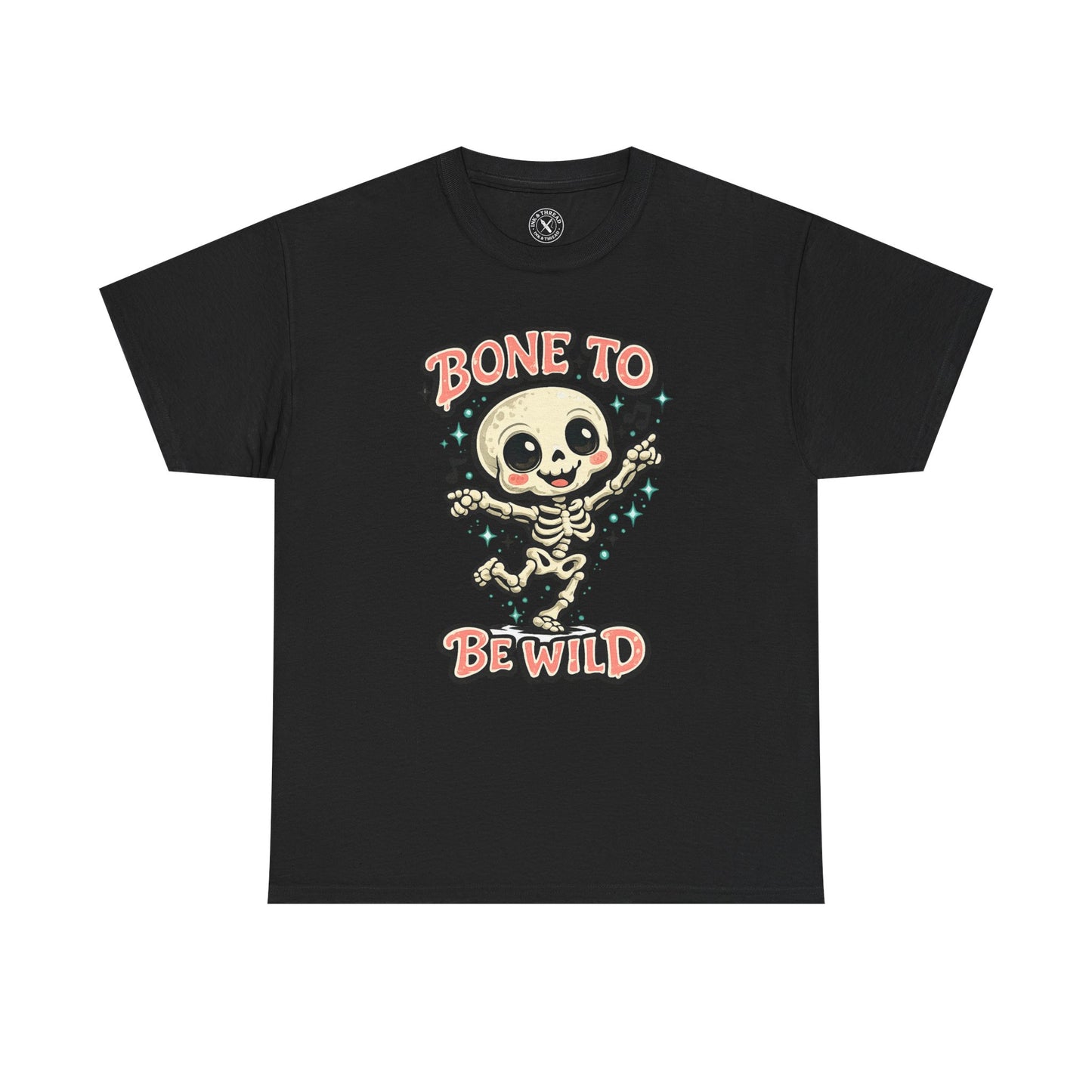 Bone to Be Wild Skeleton Halloween T-Shirt in Black - Dancing Skeleton Design Unisex Tee