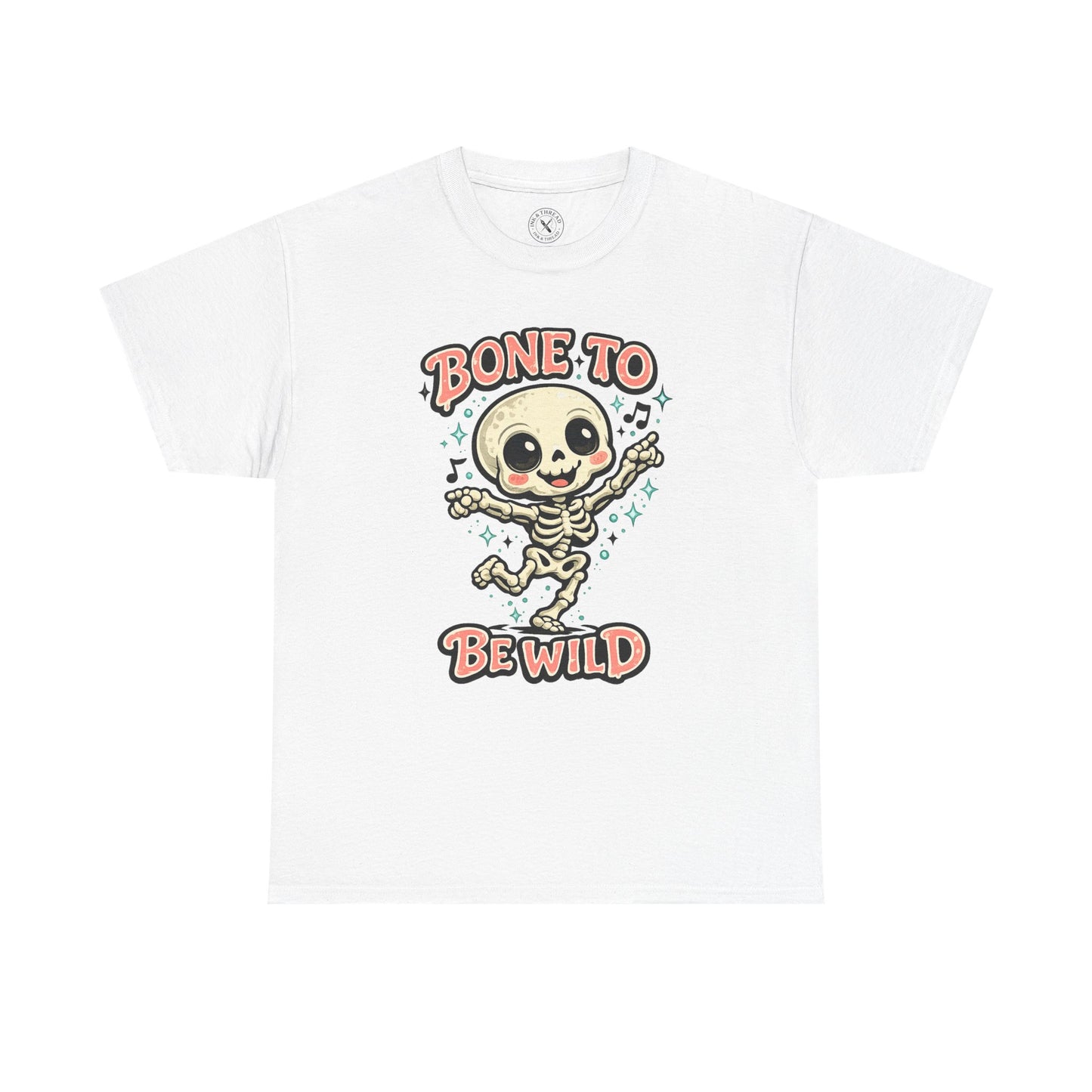 Bone to Be Wild Skeleton Halloween T-Shirt in Light Grey - Dancing Skeleton Cute Unisex Tee