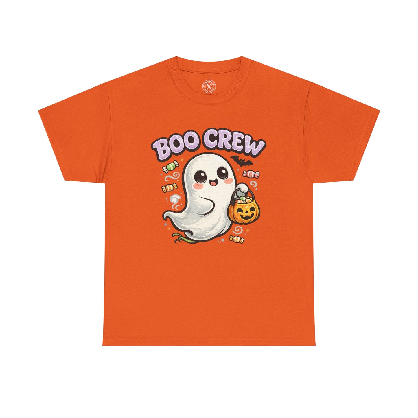 Boo Crew Halloween Ghost T-Shirt in Orange - Cute Pumpkin Design Unisex Tee