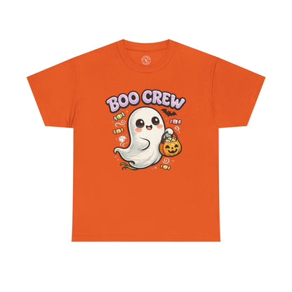 Boo Crew Halloween Ghost T-Shirt in Orange - Cute Pumpkin Design Unisex Tee