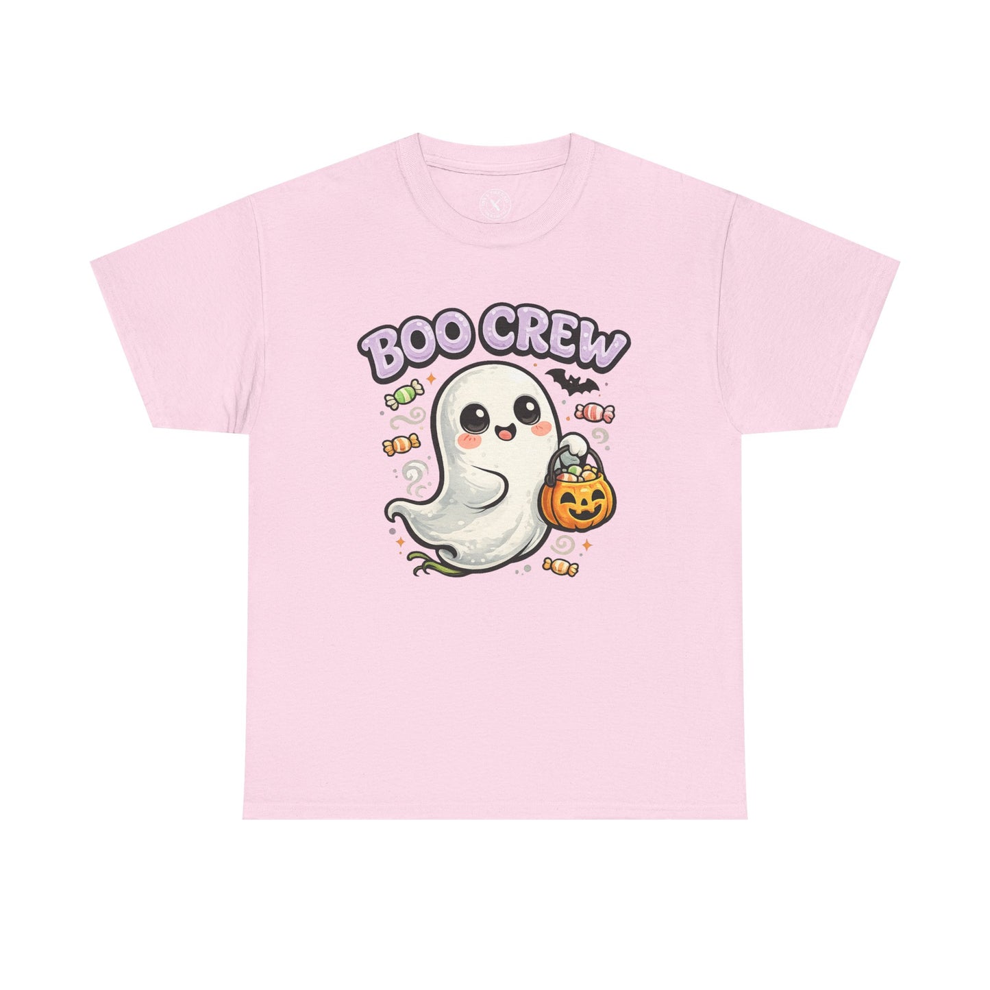 Boo Crew Halloween Ghost T-Shirt in Pink - Cute Pumpkin Design Unisex Tee