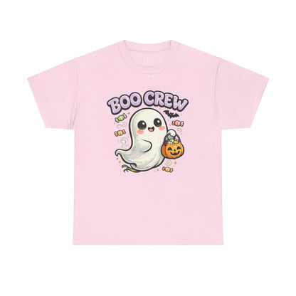 Boo Crew Halloween Ghost T-Shirt in Pink - Cute Pumpkin Design Unisex Tee