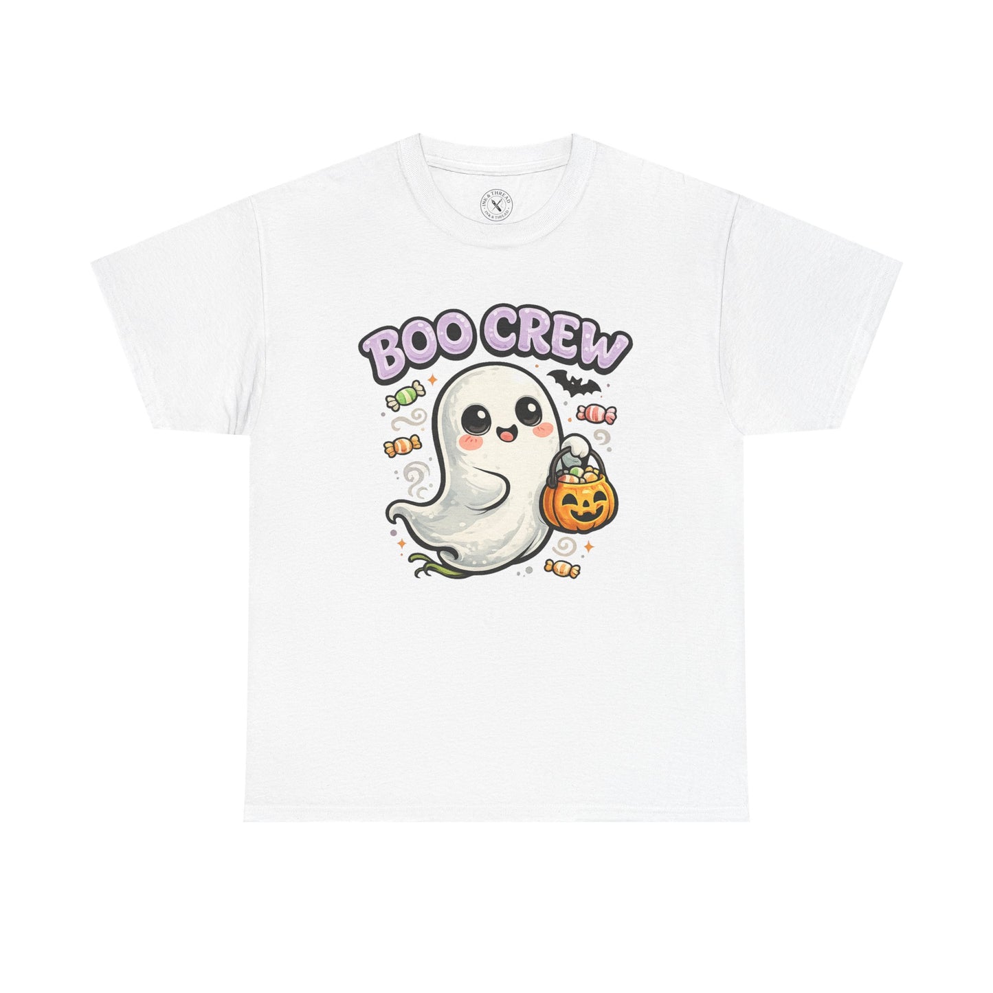Boo Crew Halloween Ghost T-Shirt in White - Cute Pumpkin Design Unisex Tee