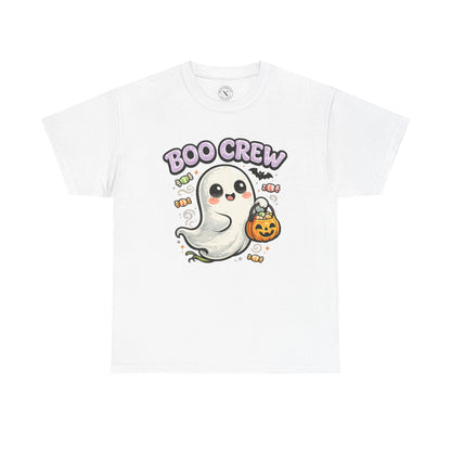 Boo Crew Halloween Ghost T-Shirt in White - Cute Pumpkin Design Unisex Tee