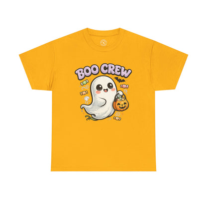 Boo Crew Halloween Ghost T-Shirt in Yellow - Cute Pumpkin Design Unisex Tee