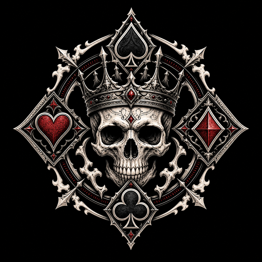 Crown and Bone crowned skull playing card homepage collection artwork