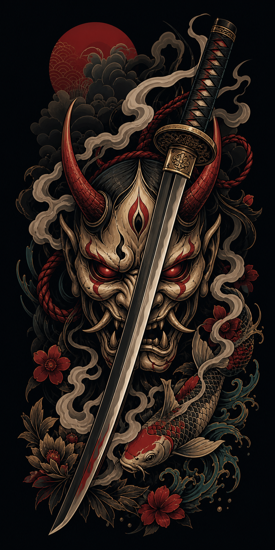 Curse and Katana oni mask and katana homepage collection artwork