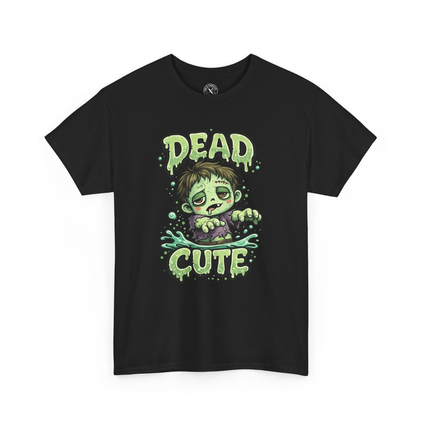 Dead Cute Zombie Halloween T-Shirt in Black - Cute Zombie Boy Design Unisex Tee