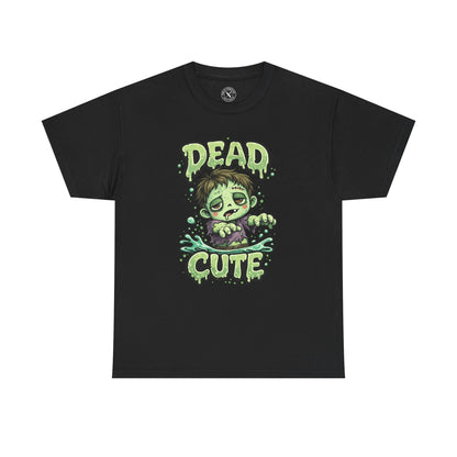 Dead Cute Zombie Halloween T-Shirt in Dark Grey - Cute Zombie Boy Design Unisex Tee