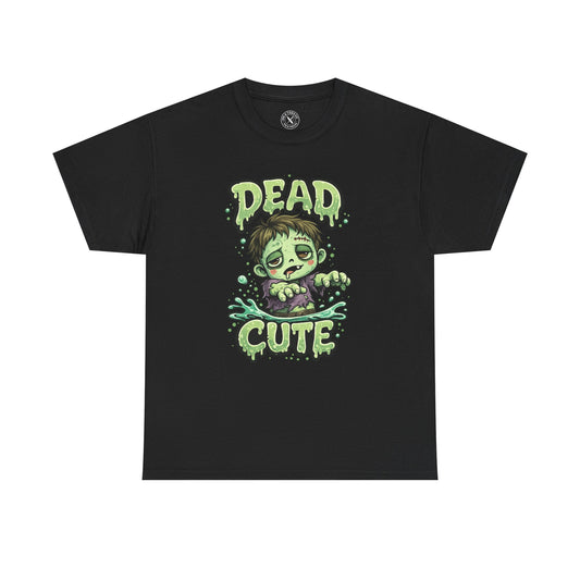Dead Cute Zombie Halloween T-Shirt in Dark Grey - Cute Zombie Boy Design Unisex Tee