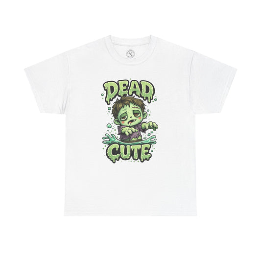 Dead Cute Zombie Halloween T-Shirt in Light Grey - Cute Zombie Boy Design Unisex Tee