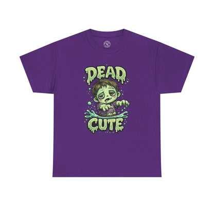 Dead Cute Zombie Halloween T-Shirt in Purple - Cute Zombie Boy Design Unisex Tee