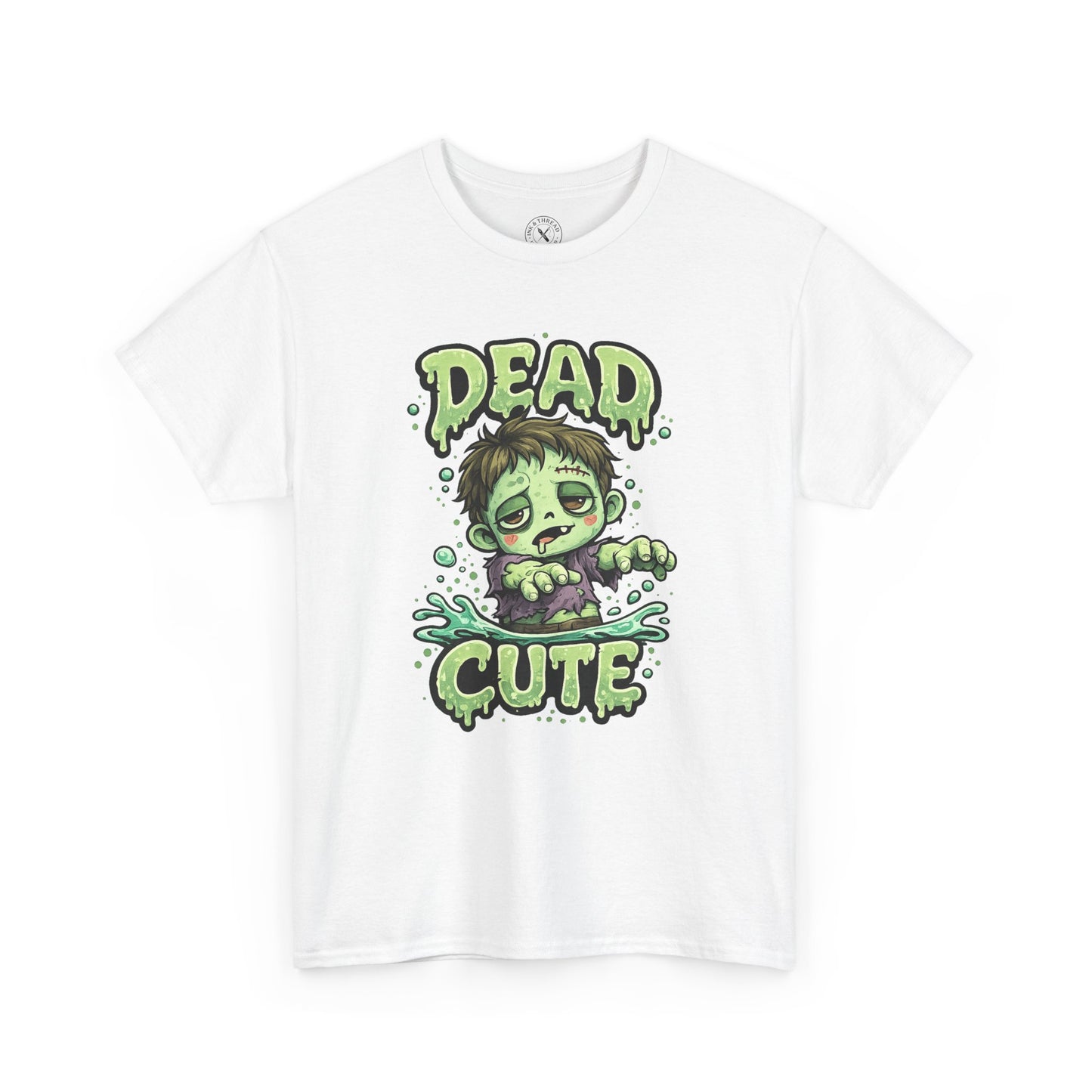 Dead Cute Zombie Halloween T-Shirt in White - Cute Zombie Boy Design Unisex Tee