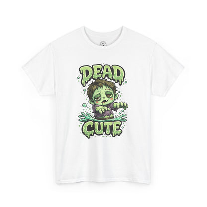 Dead Cute Zombie Halloween T-Shirt in White - Cute Zombie Boy Design Unisex Tee