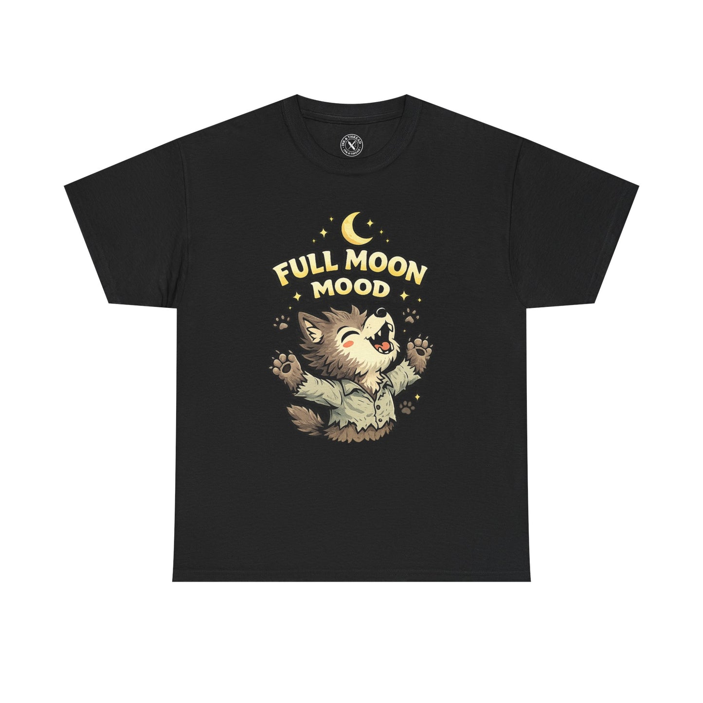 Full Moon Mood Werewolf Halloween T-Shirt in Dark Grey - Cute Wolf Howling at Moon Design Unisex Tee