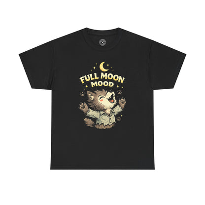Full Moon Mood Werewolf Halloween T-Shirt in Dark Grey - Cute Wolf Howling at Moon Design Unisex Tee