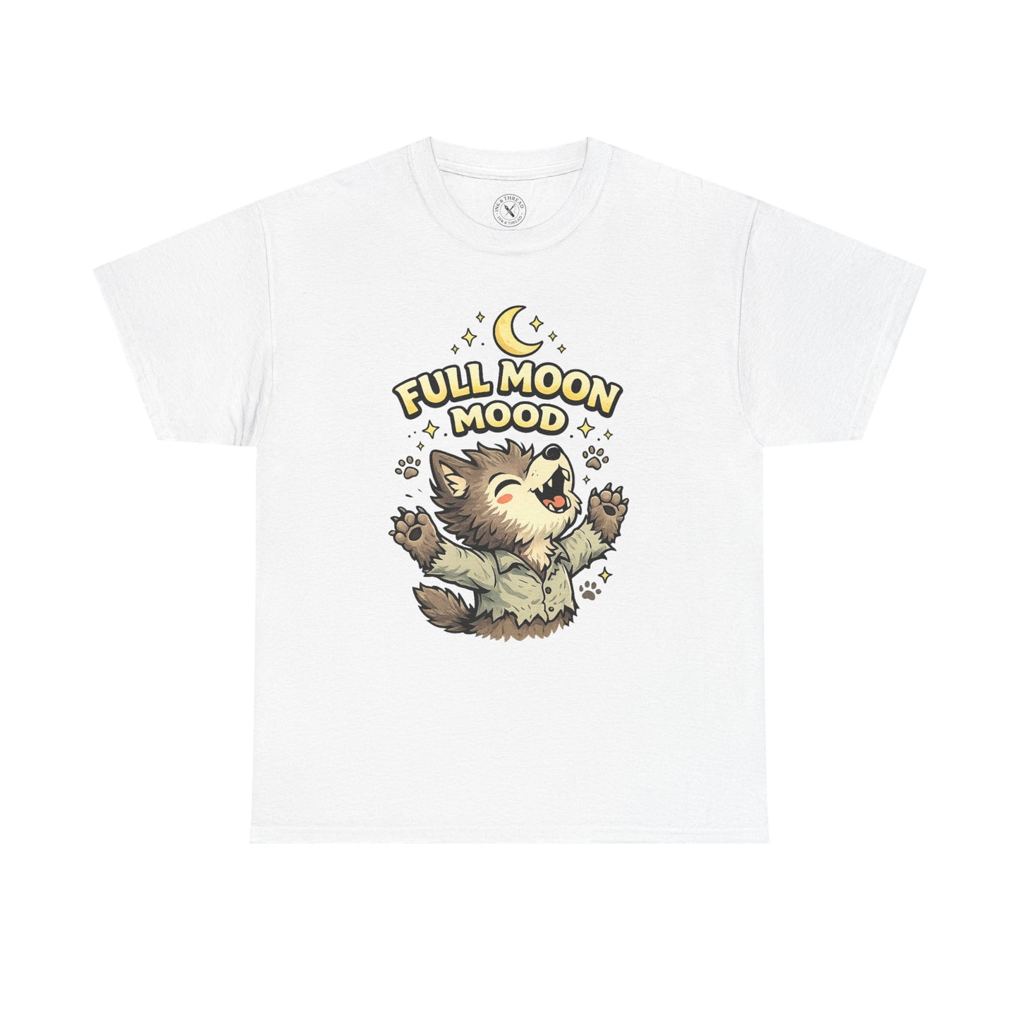 Full Moon Mood Werewolf Halloween T-Shirt in Light Grey - Cute Wolf Howling at Moon Design Unisex Tee