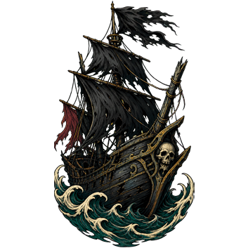 Ghost Flag black flag and ghost ship sailor tattoo artwork from Ink & Thread Depth & Ink