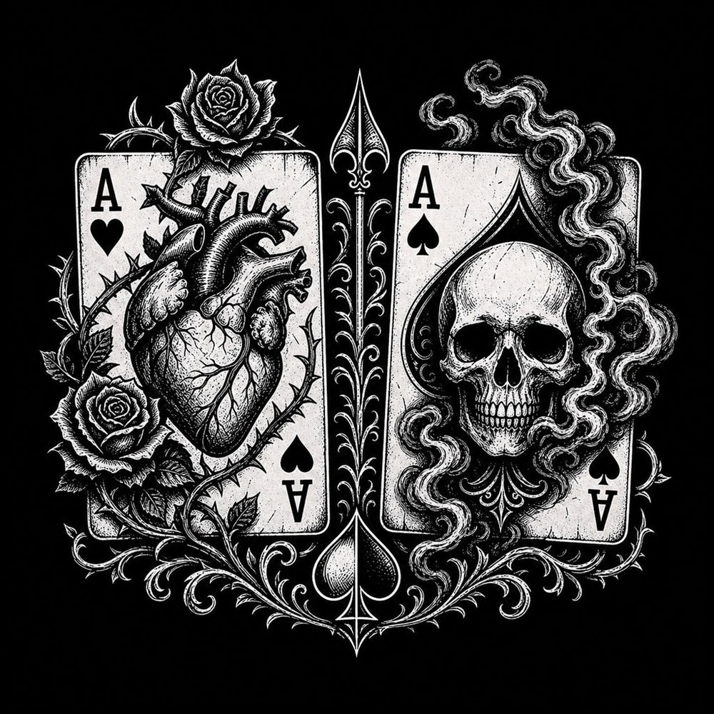 Hearts Spades illustration for the Ace of Hearts meaning article, Ink & Thread