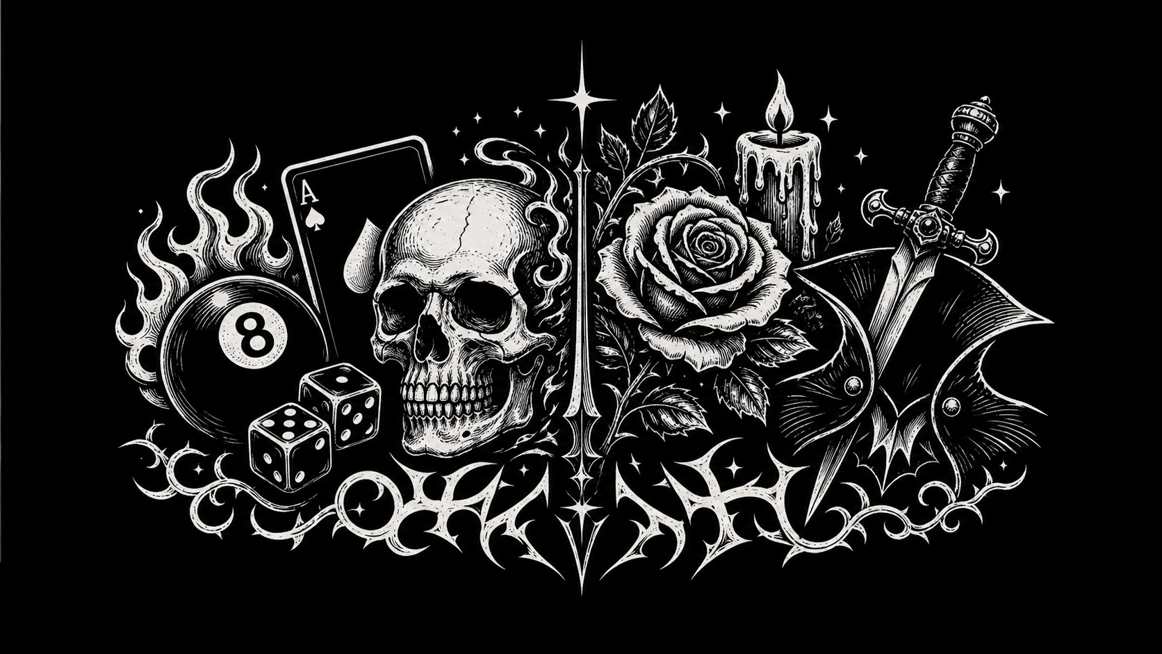 Dark graphic tees and gothic t-shirts compared through skull, card, rose and horror symbols.