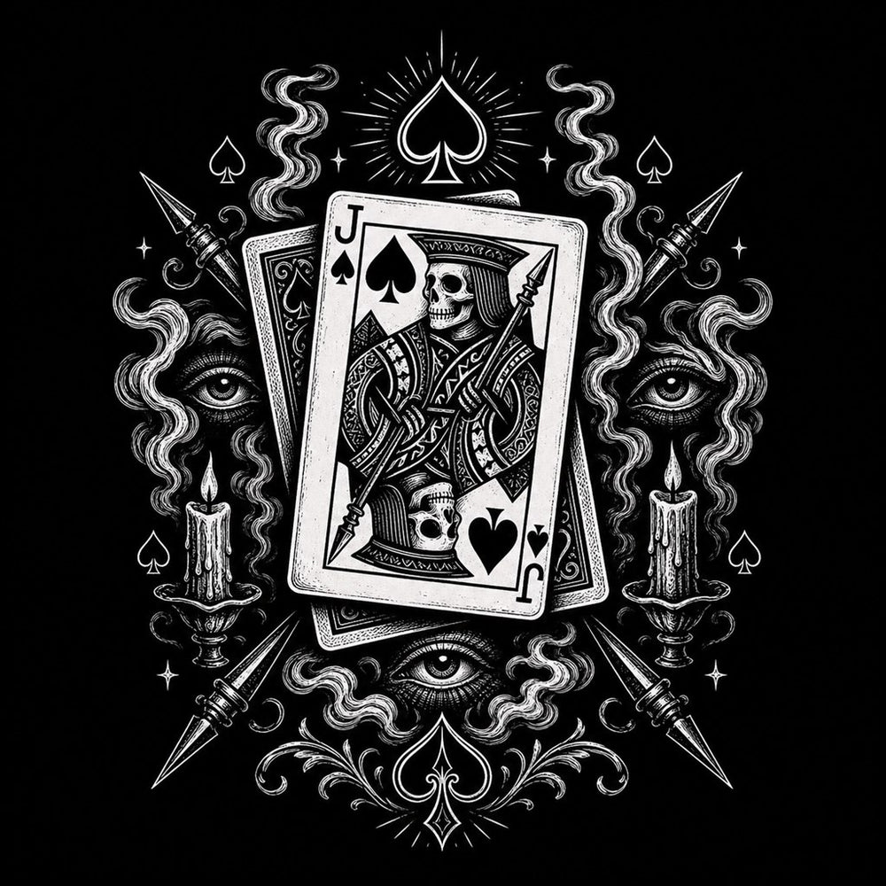 Cartomancy illustration for the Jack of Spades meaning article, Ink & Thread