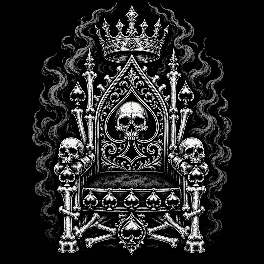 Spade Throne illustration for the King of Spades meaning article, Ink & Thread