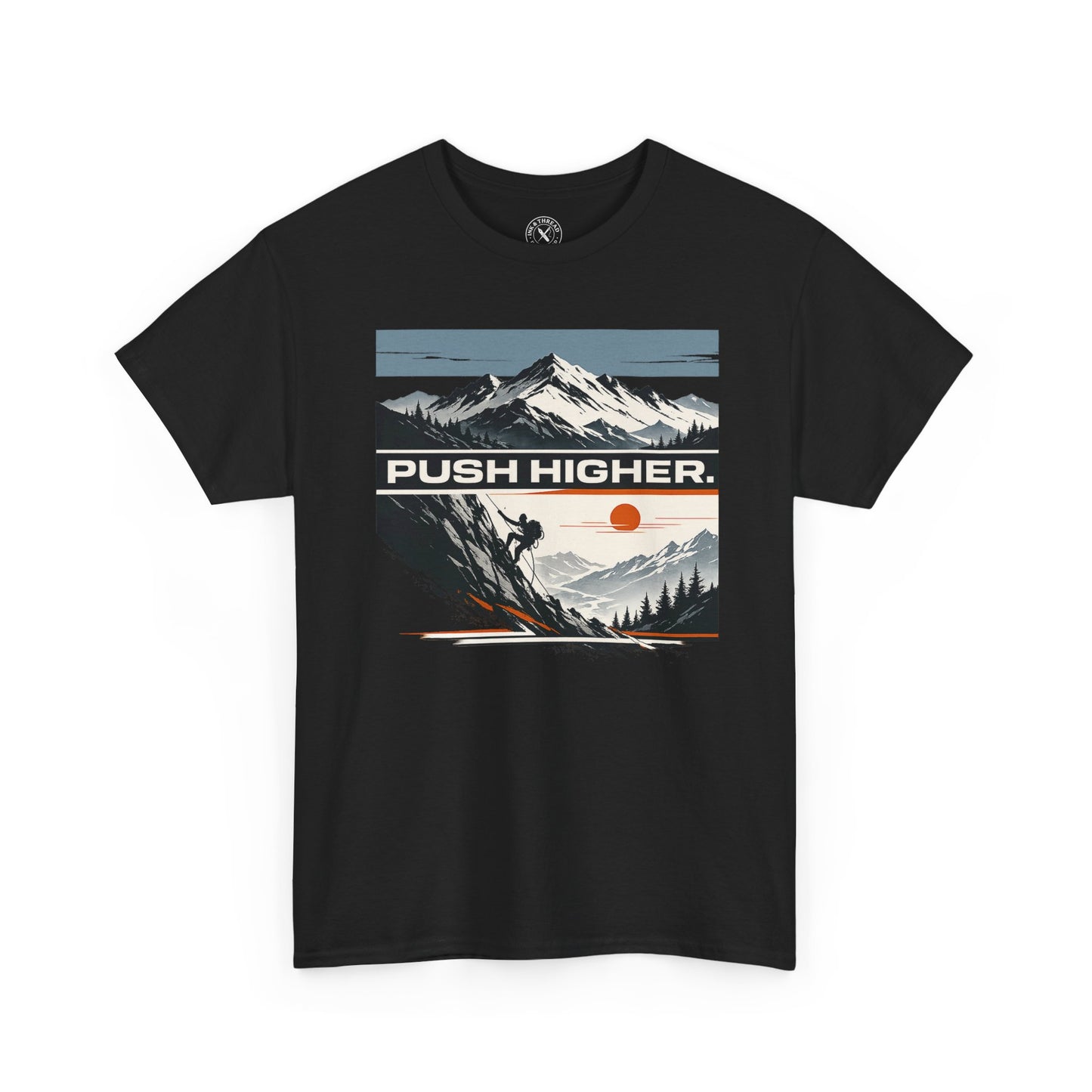 Ink & Thread UK black Push Higher t-shirt with mountain climber graphic print
