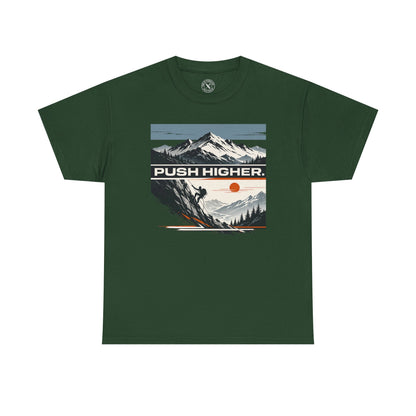 Ink & Thread UK forest green Push Higher t-shirt with mountain climber graphic print