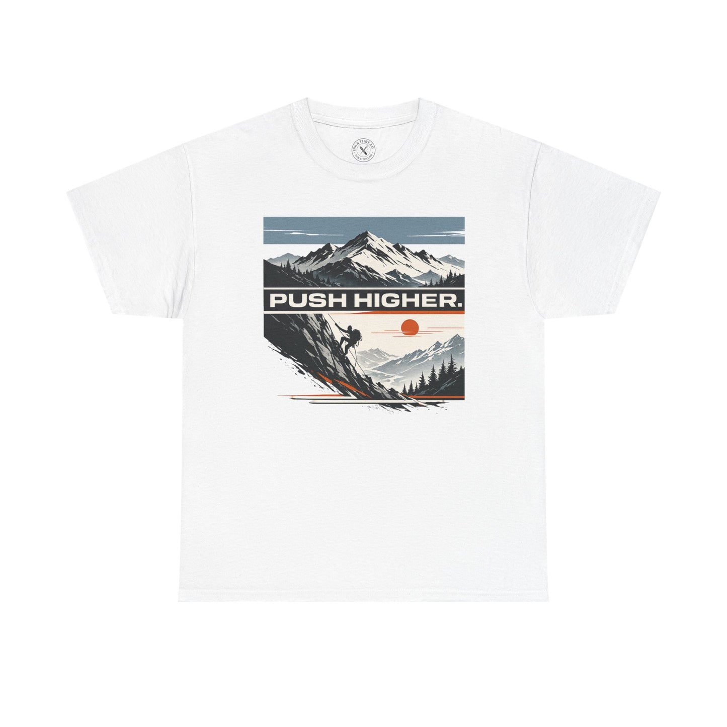 Ink & Thread UK white Push Higher t-shirt with mountain climber graphic print