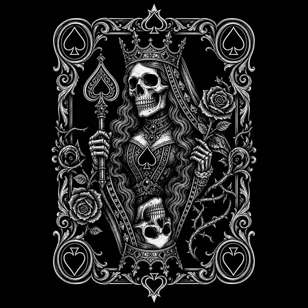 T-shirt design for the Queen of Spades meaning article, Ink & Thread